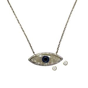JK NY Evil Eye Shell Doublet Goldtone Necklace and Stud Earings